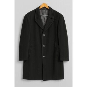 Vintage Ralph Lauren Men's Black Cashmere Blend Overcoat-XL Excellent Condition